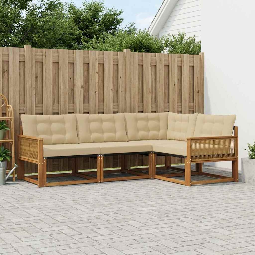 Outdoor-Sofagarnitur 4 stk. Natur und Beige