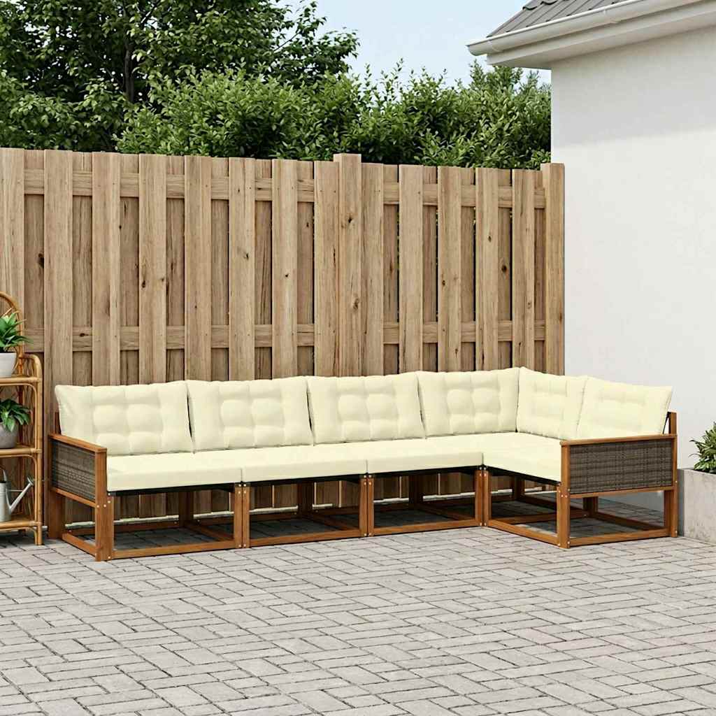 Outdoor-Sofagarnitur 5 stk. Natur und Creme