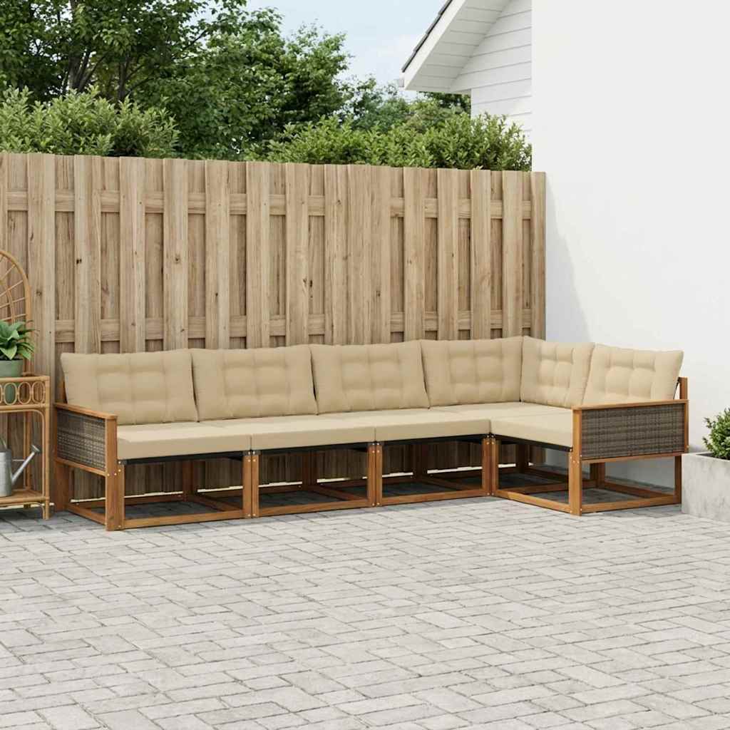 Outdoor-Sofagarnitur 5 stk. Natur und Beige