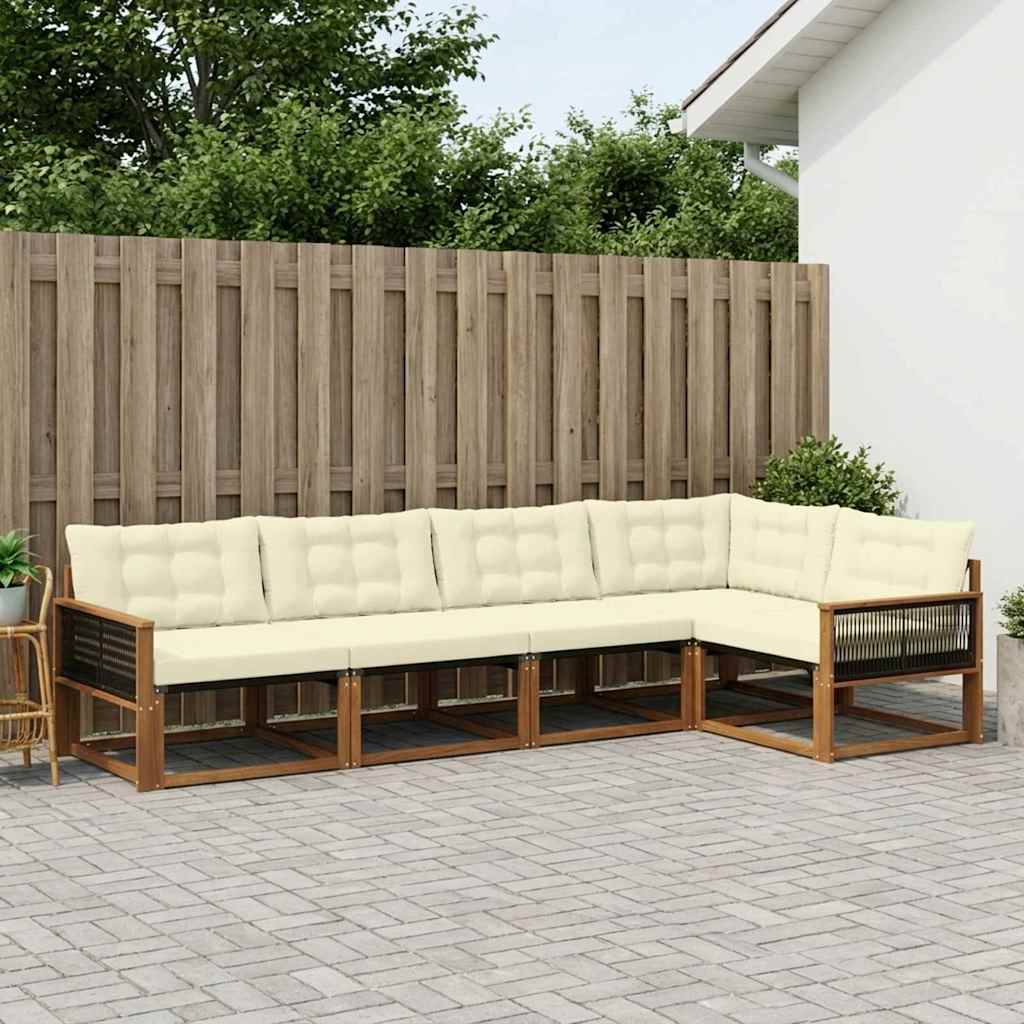 Outdoor-Sofagarnitur 5 stk. Natur und Creme