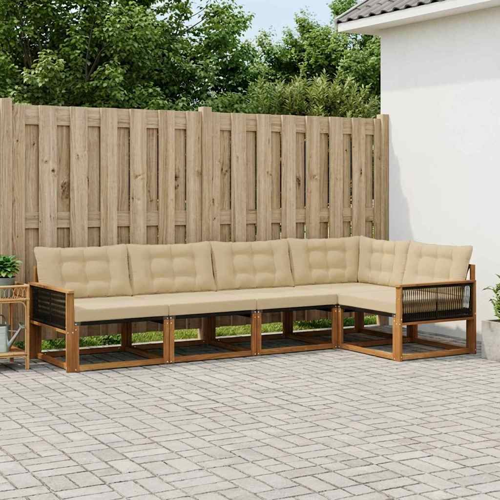 Outdoor-Sofagarnitur 5 stk. Natur und Beige