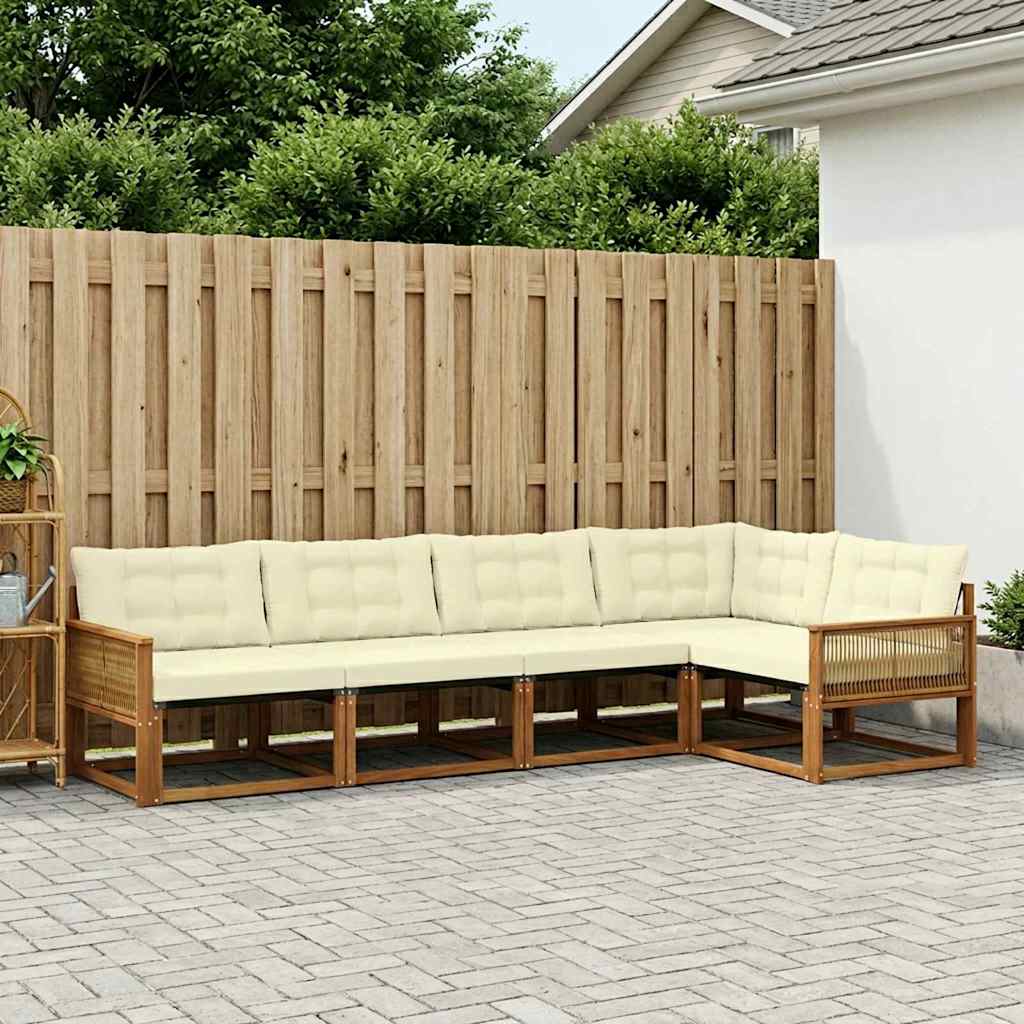 Outdoor-Sofagarnitur 5 stk. Natur und Creme