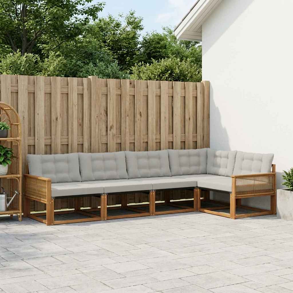 Outdoor-Sofagarnitur 5 stk. Natürlich und Hellgrau