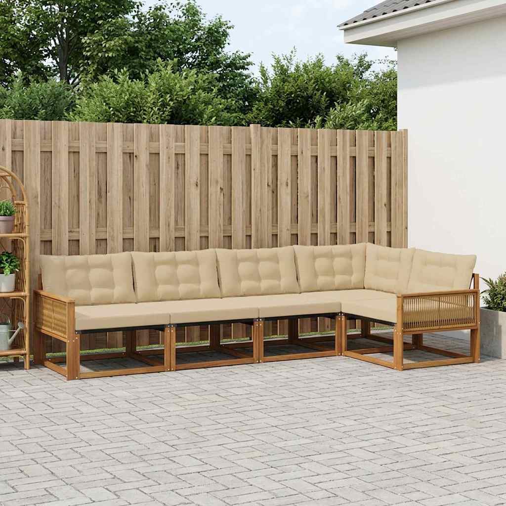 Outdoor-Sofagarnitur 5 stk. Natur und Beige