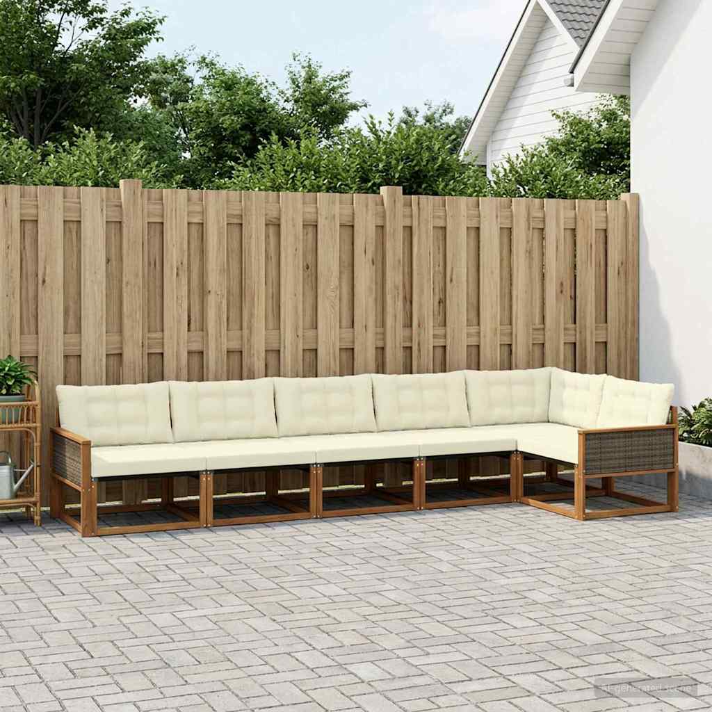 Outdoor-Sofagarnitur 6 stk. Natur und Creme