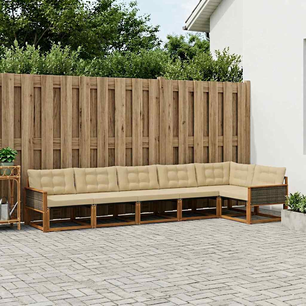 Outdoor-Sofagarnitur 6 stk. Natur und Beige