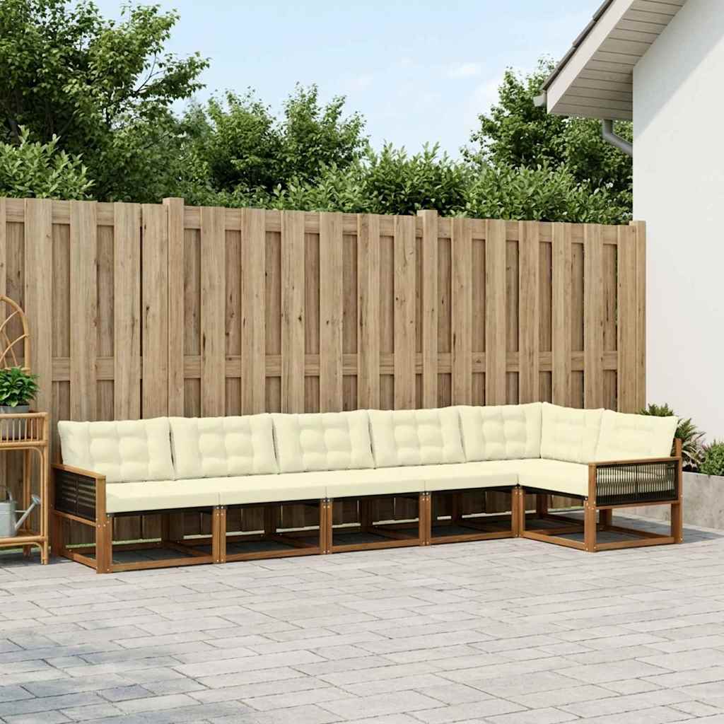 Outdoor-Sofagarnitur 6 stk. Natur und Creme