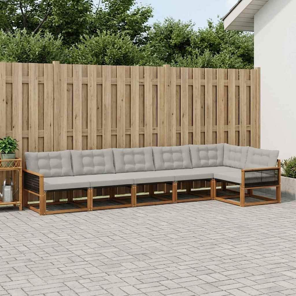 Outdoor-Sofagarnitur 6 stk. Natürlich und Hellgrau