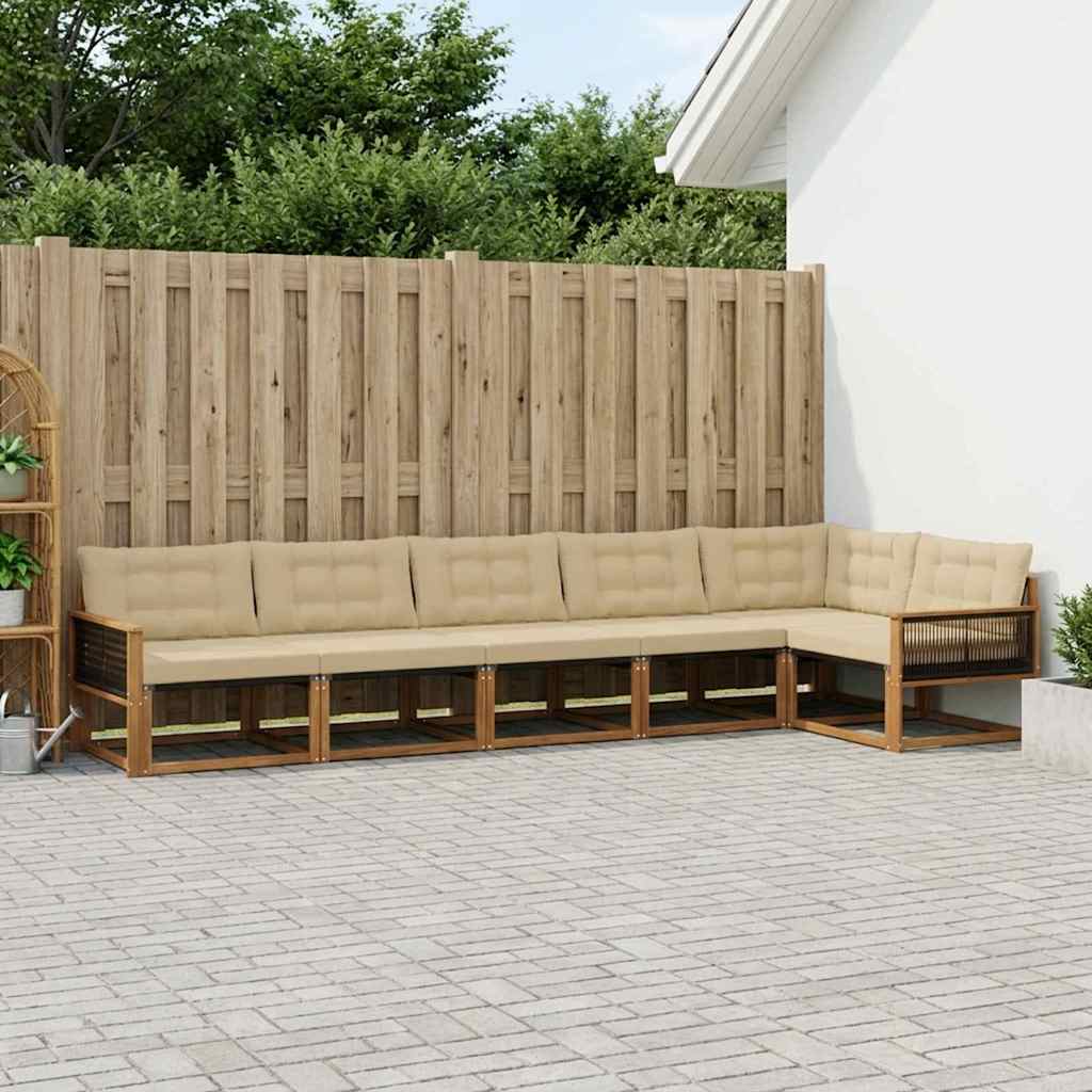 Outdoor-Sofagarnitur 6 stk. Natur und Beige