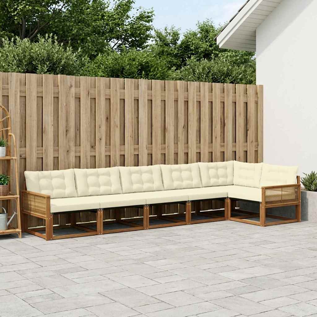 Outdoor-Sofagarnitur 6 stk. Natur und Creme