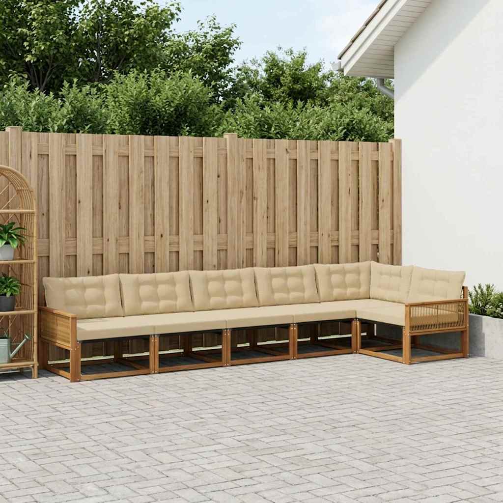 Outdoor-Sofagarnitur 6 stk. Natur und Beige