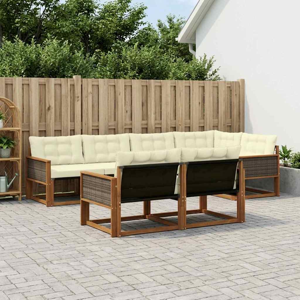 Outdoor-Sofagarnitur 7 stk. Natur und Creme