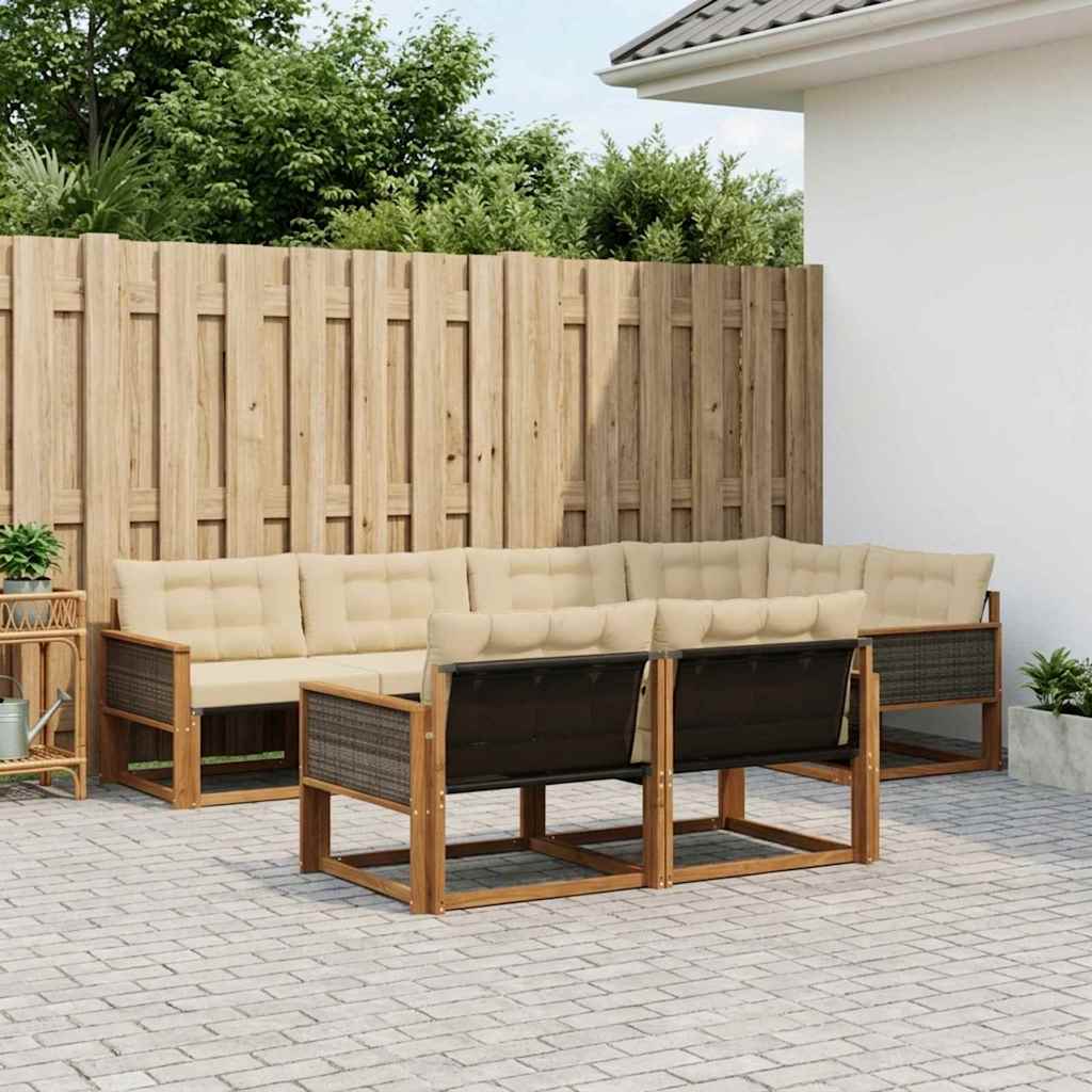 Outdoor-Sofagarnitur 7 stk. Natur und Beige