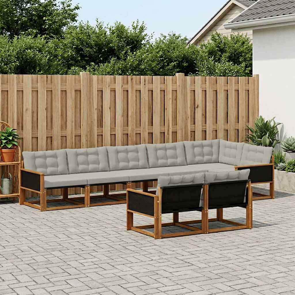 Outdoor-Sofagarnitur 8 stk. Natürlich und Hellgrau