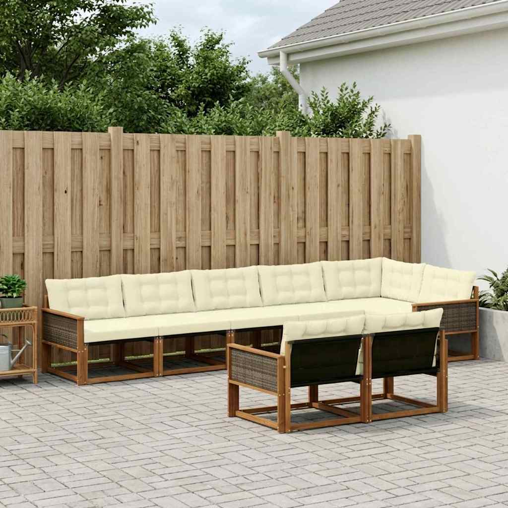 Outdoor-Sofagarnitur 8 stk. Natur und Creme