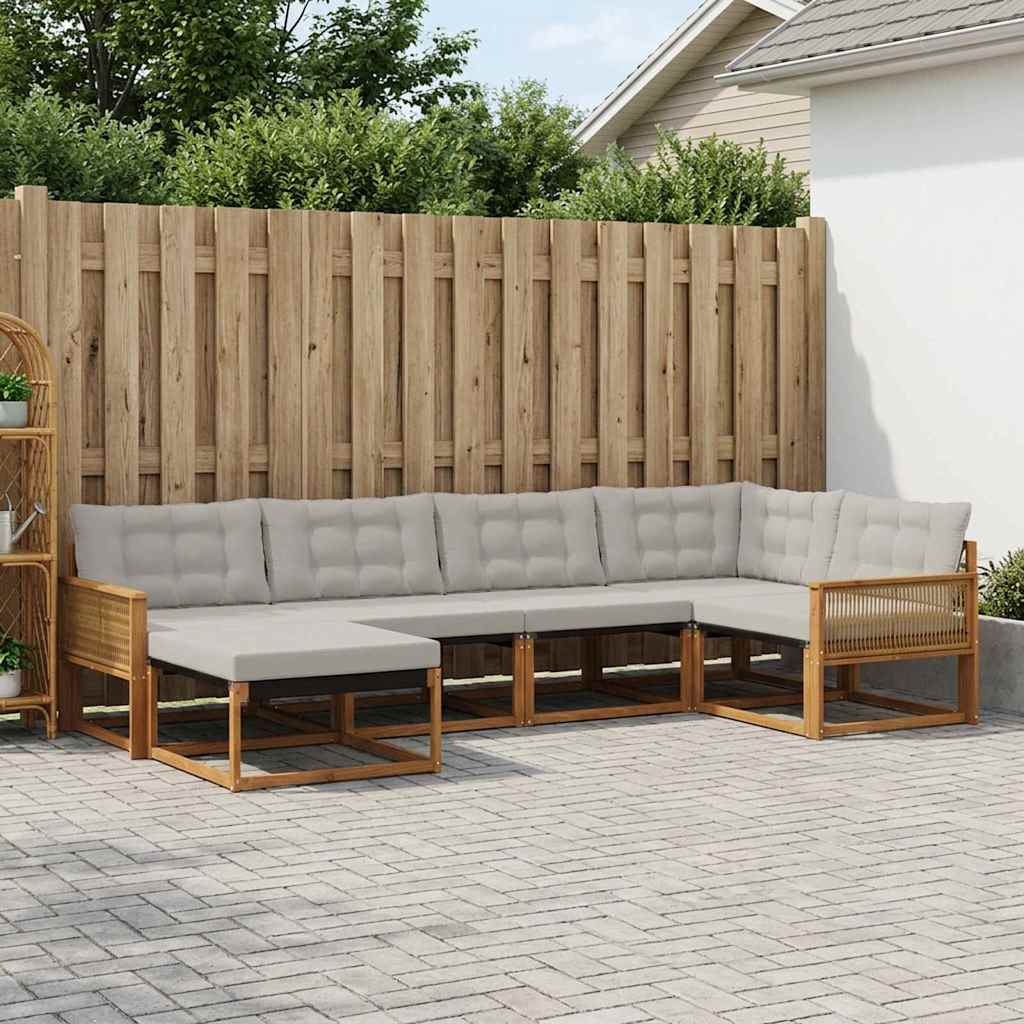 Outdoor-Sofagarnitur 6 stk. Natürlich und Hellgrau