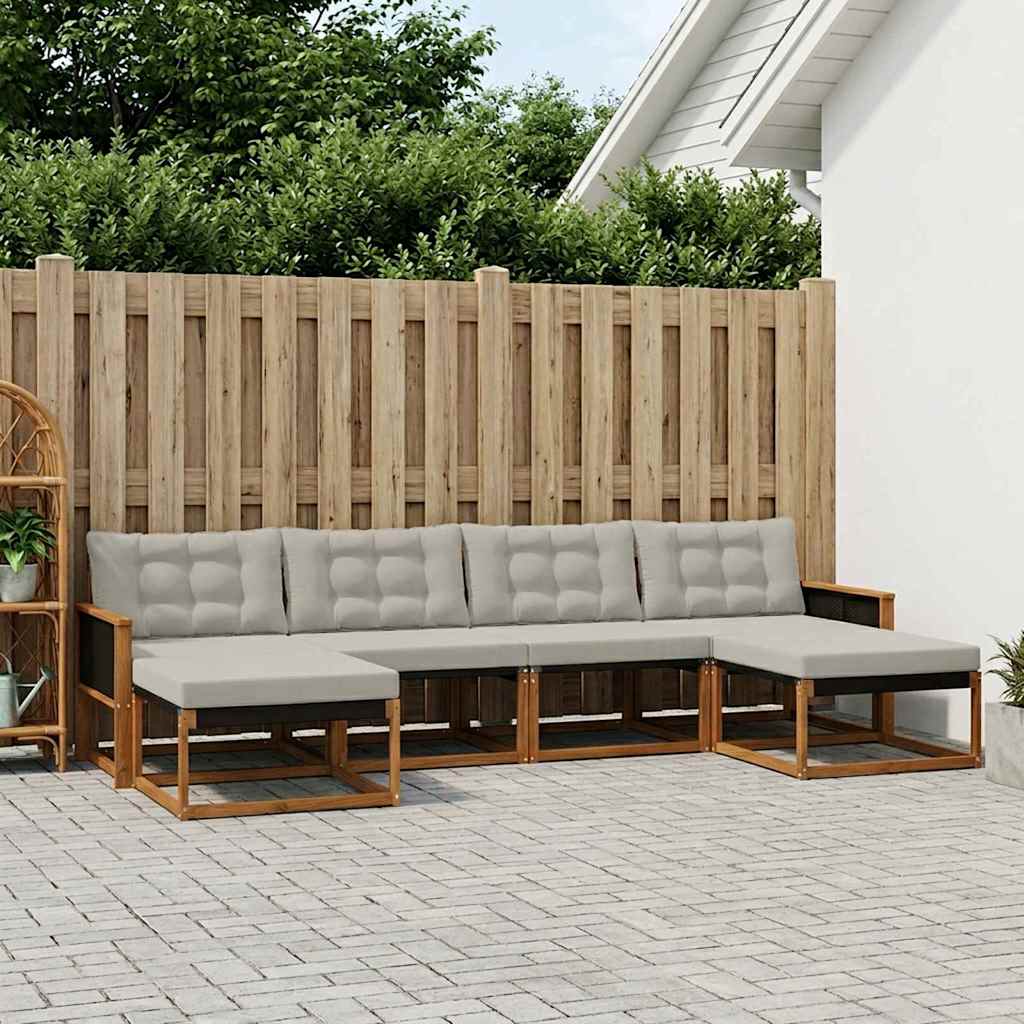 Outdoor-Sofagarnitur 6 stk. Natürlich und Hellgrau