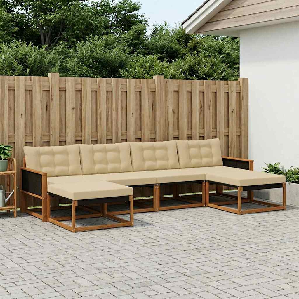 Outdoor-Sofagarnitur 6 stk. Natur und Beige