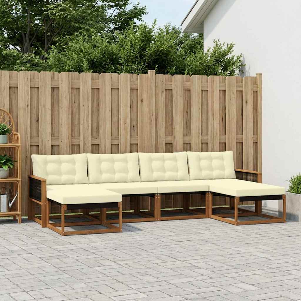 Outdoor-Sofagarnitur 6 stk. Natur und Creme