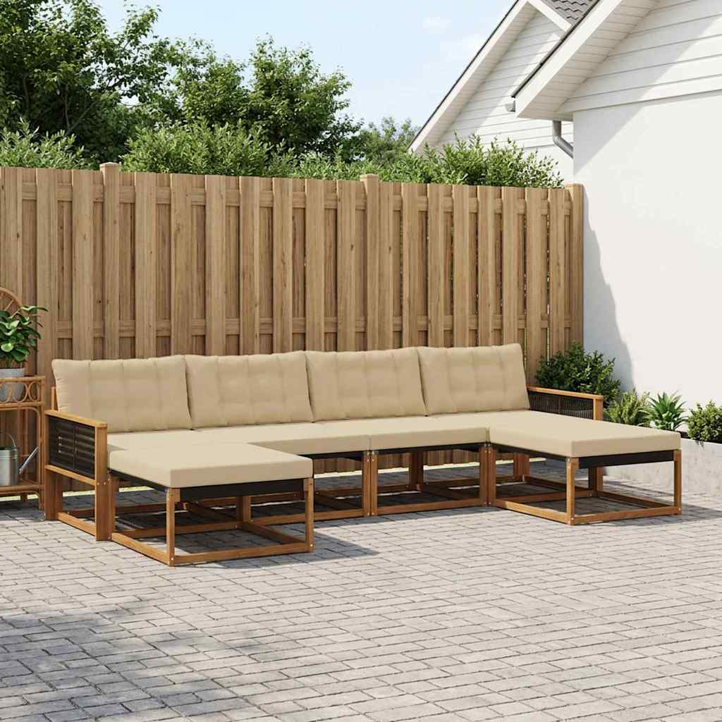 Outdoor-Sofagarnitur 6 stk. Natur und Beige