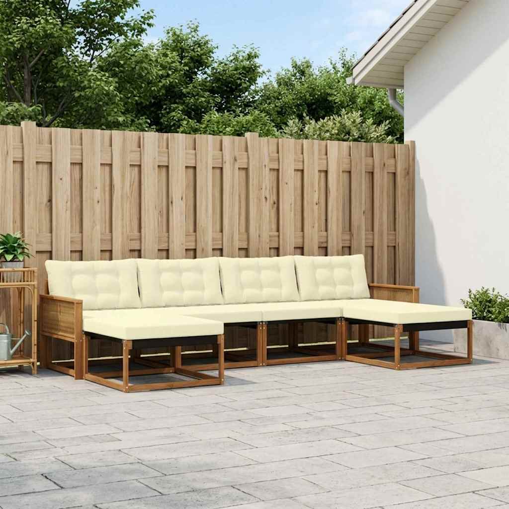 Outdoor-Sofagarnitur 6 stk. Natur und Creme