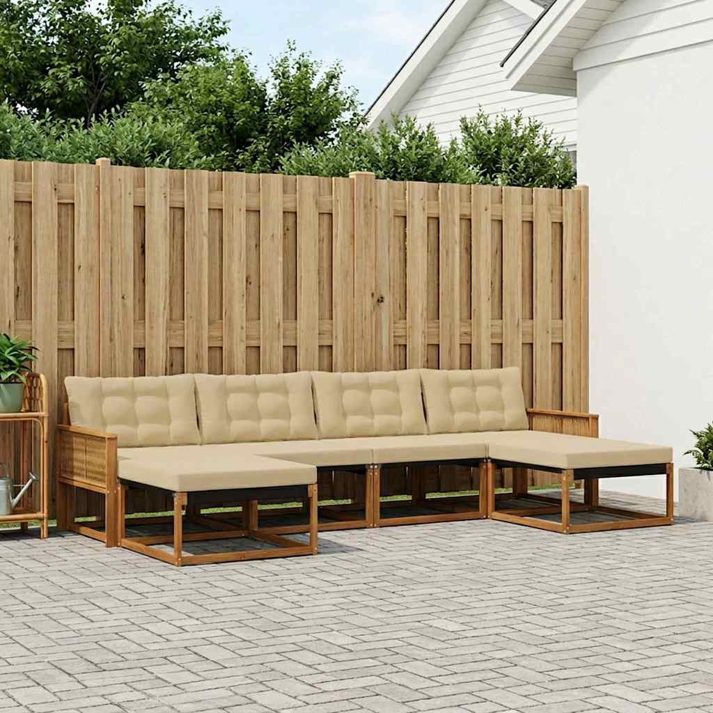 Outdoor-Sofagarnitur 6 stk. Natur und Beige
