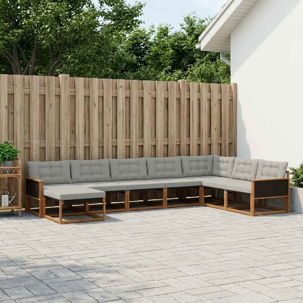 Outdoor-Sofagarnitur 8 stk. Natürlich und Hellgrau