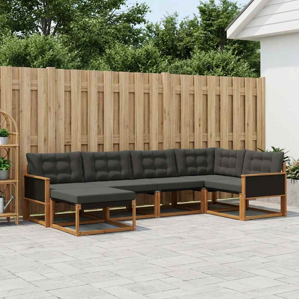 Outdoor-Sofagarnitur 8 stk. Natürlich und Schwarz
