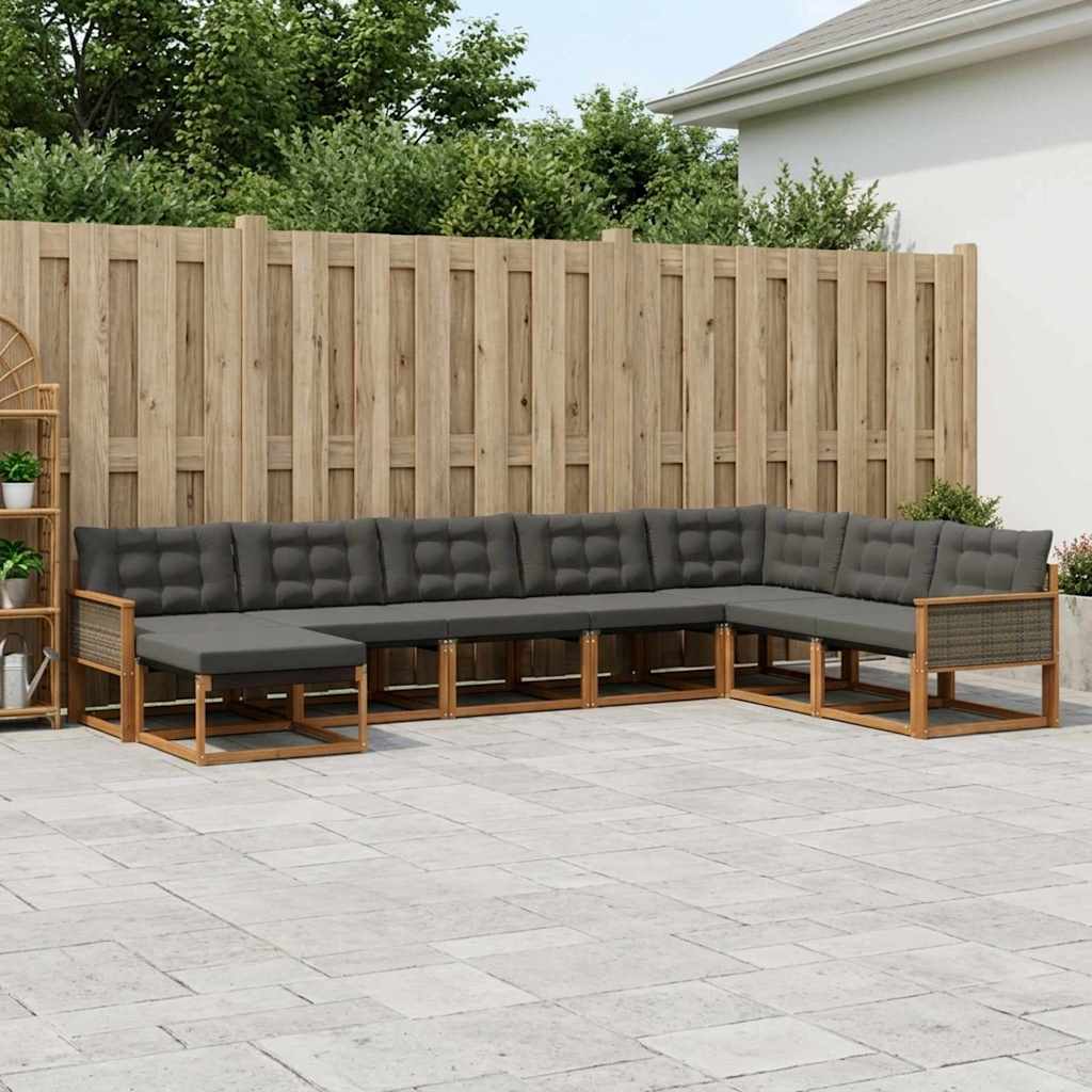 Outdoor-Sofagarnitur 8 stk. Natürlich und Schwarz