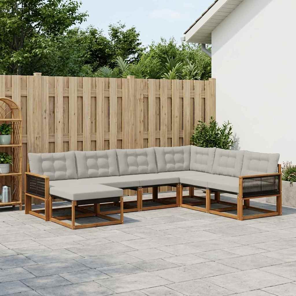 Outdoor-Sofagarnitur 8 stk. Natürlich und Hellgrau