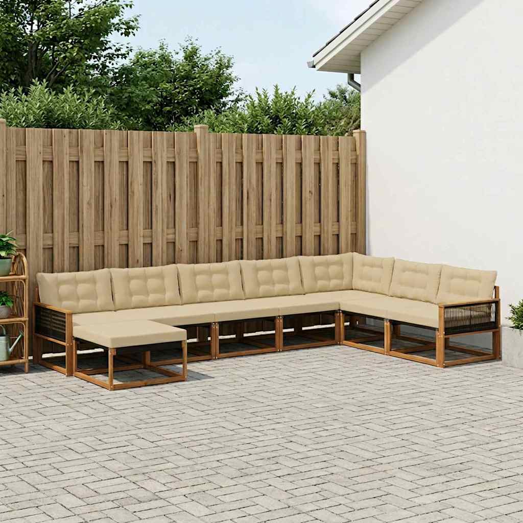Outdoor-Sofagarnitur 8 stk. Natur und Beige Massivholz Akazie
