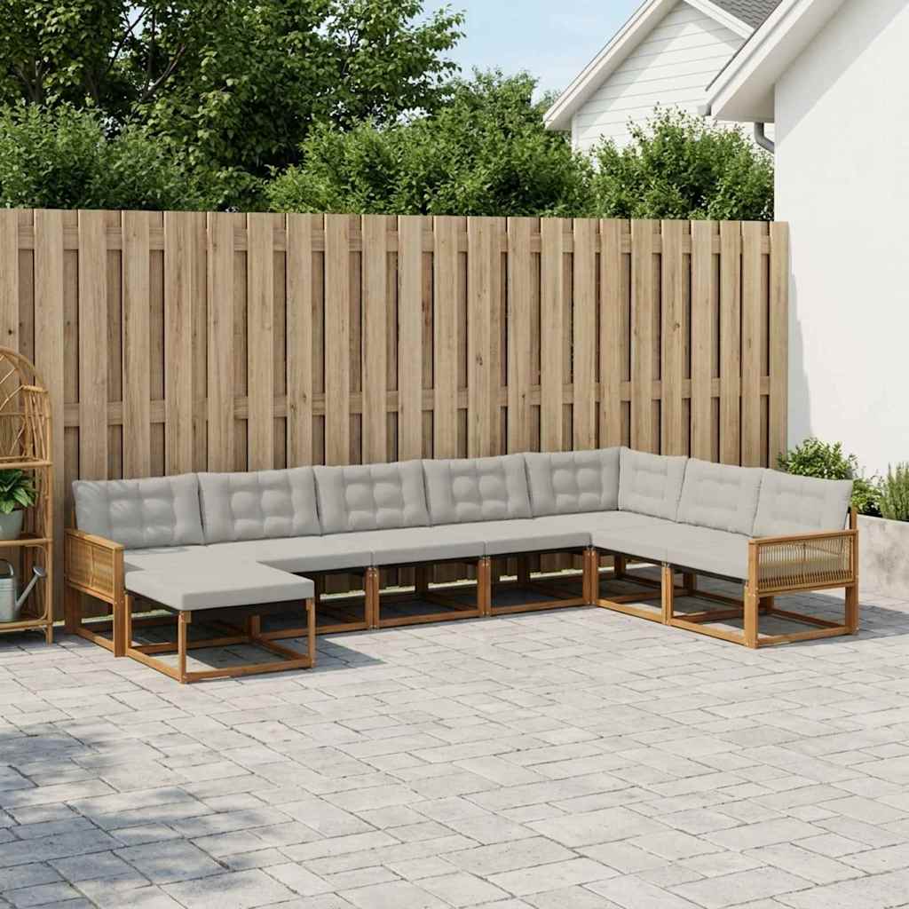 Outdoor-Sofagarnitur 8 stk. Natürlich und Hellgrau