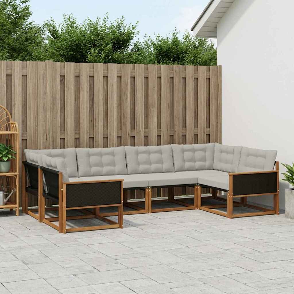Outdoor-Sofagarnitur 6 stk. Natürlich und Hellgrau