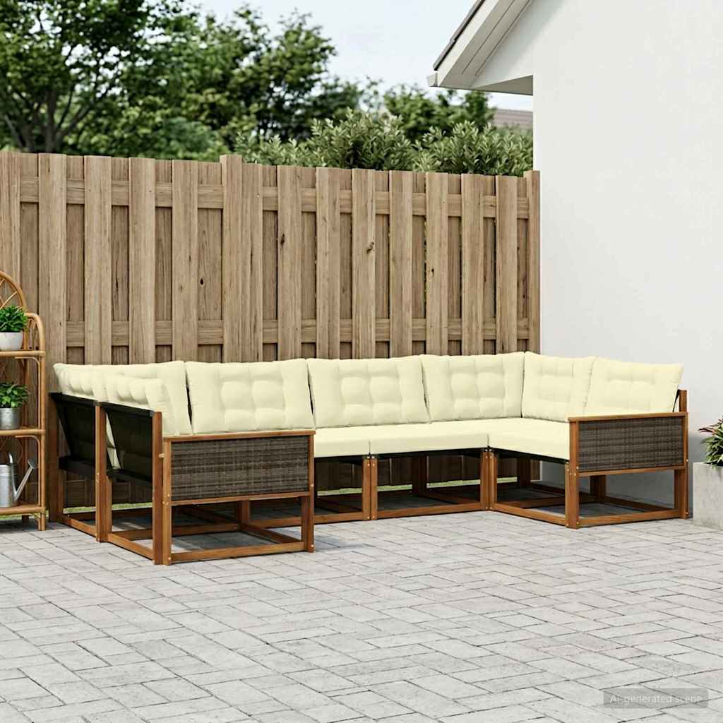 Outdoor-Sofagarnitur 6 stk. Natur und Creme