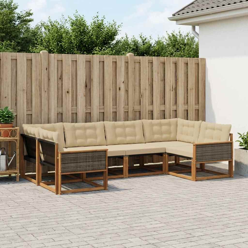 Outdoor-Sofagarnitur 6 stk. Natur und Beige