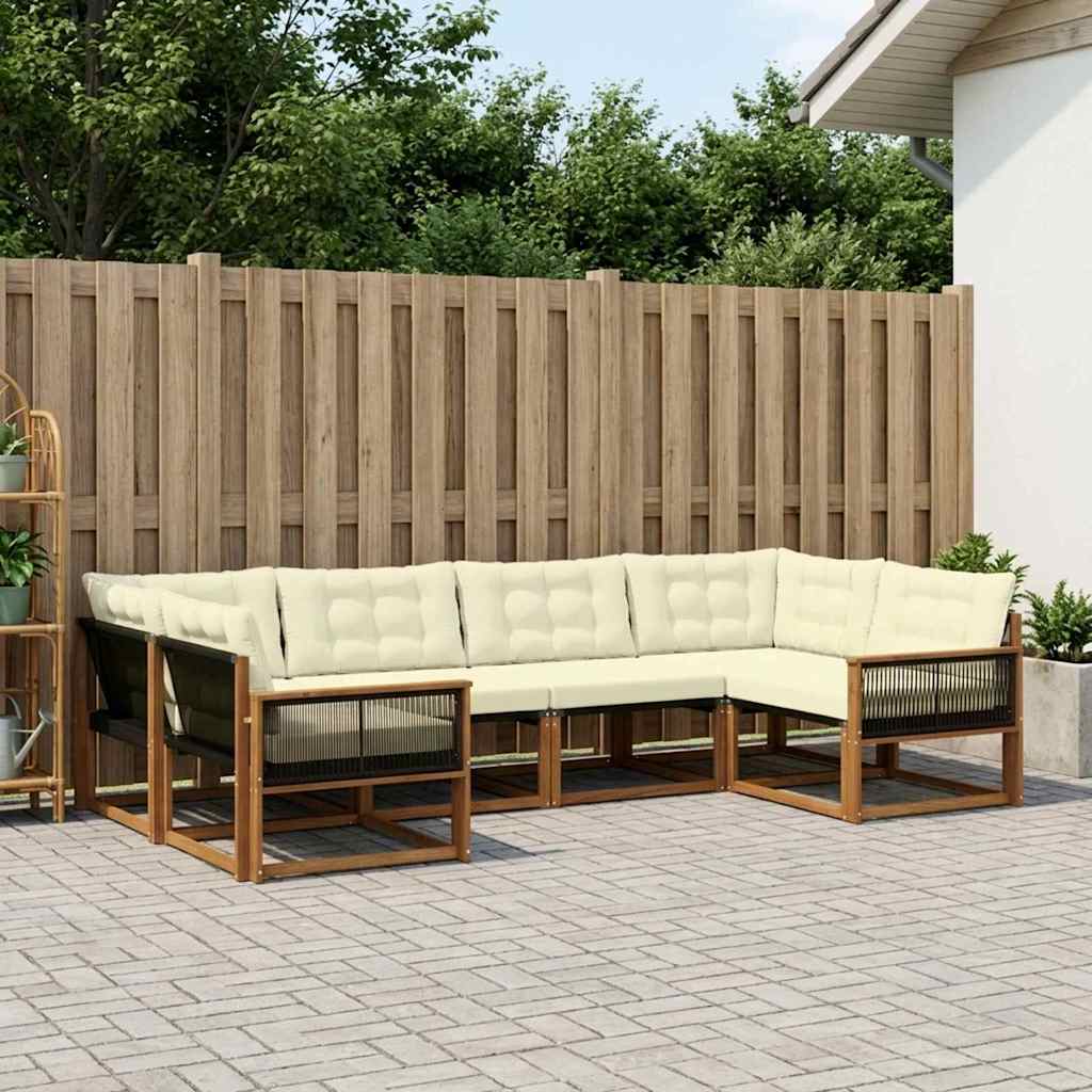Outdoor-Sofagarnitur 6 stk. Natur und Creme