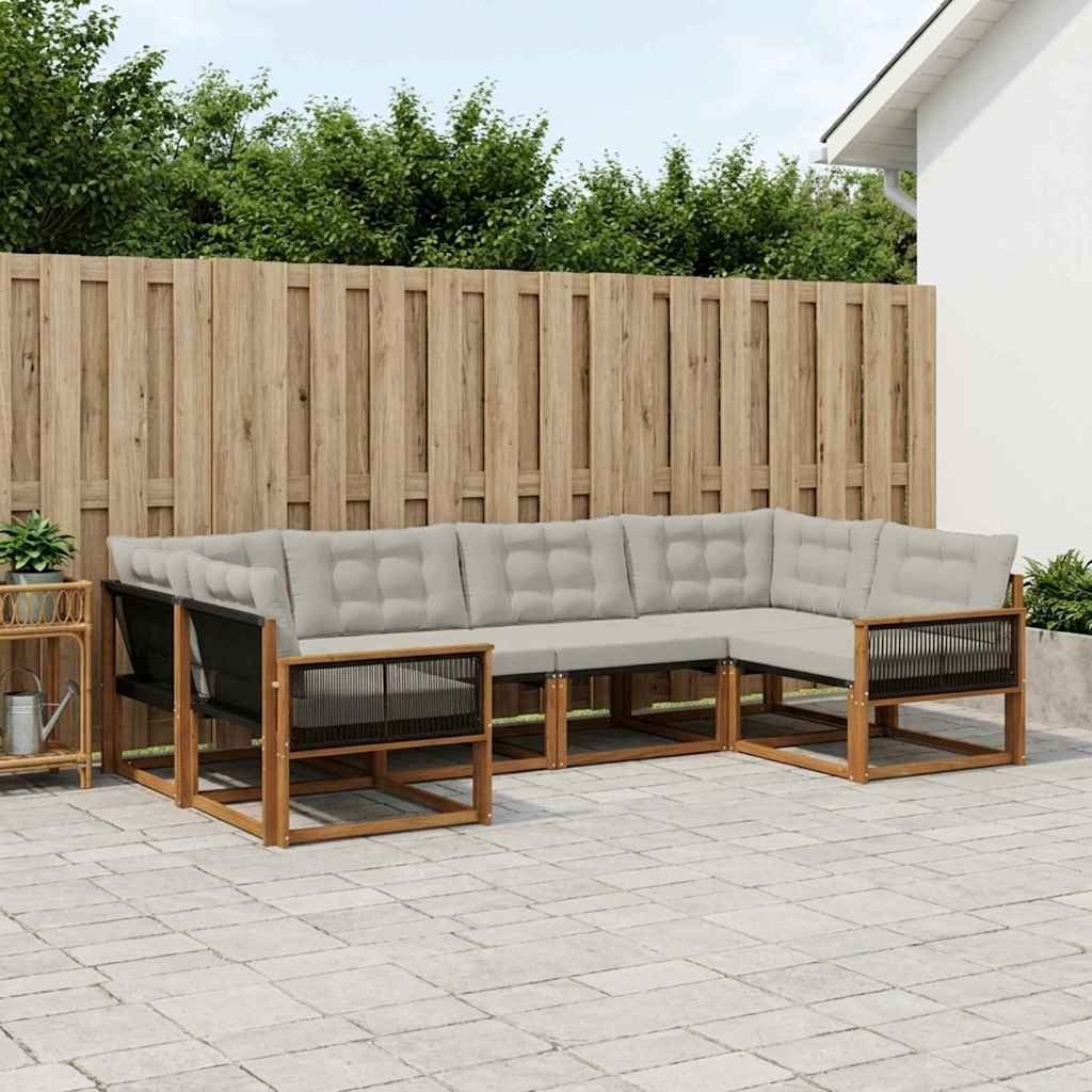 Outdoor-Sofagarnitur 6 stk. Natürlich und Hellgrau