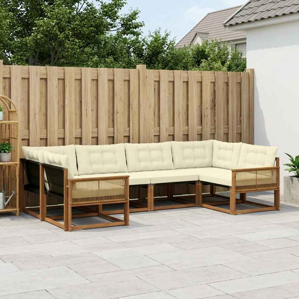 Outdoor-Sofagarnitur 6 stk. Natur und Creme