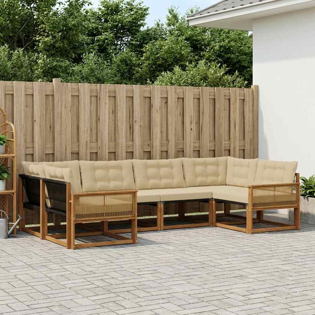Outdoor-Sofagarnitur 6 stk. Natur und Beige
