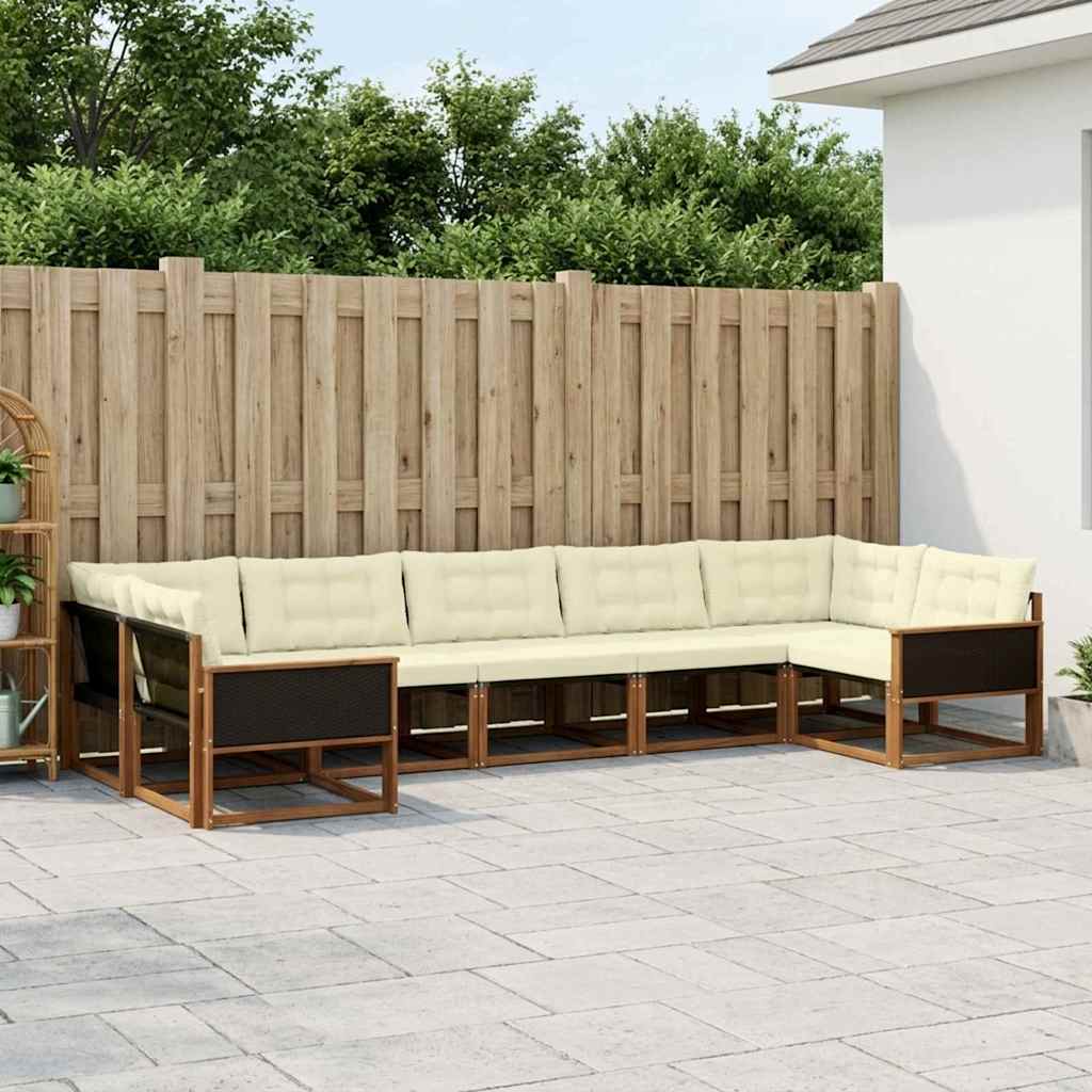 Outdoor-Sofagarnitur 7 stk. Natur und Creme
