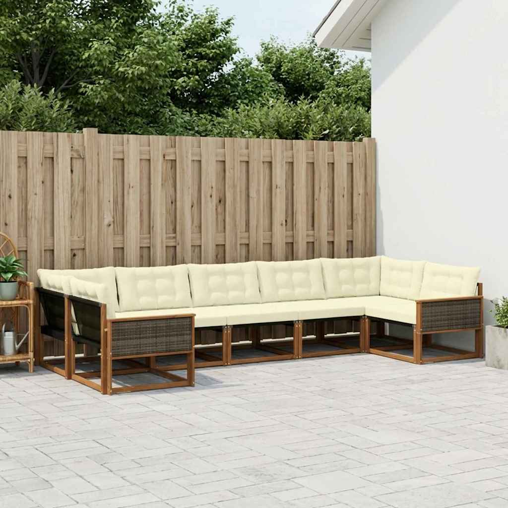 Outdoor-Sofagarnitur 7 stk. Natur und Creme