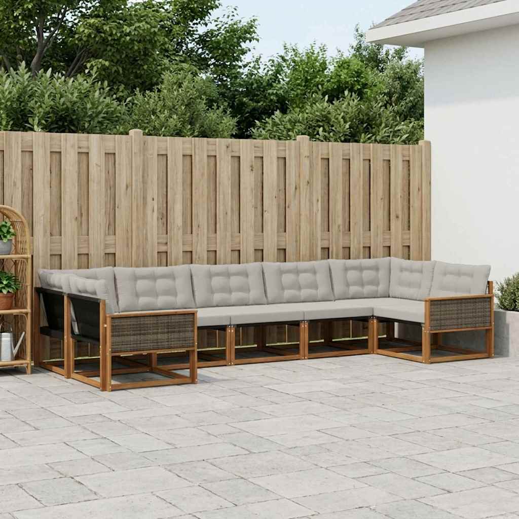 Outdoor-Sofagarnitur 7 stk. Natürlich und Hellgrau