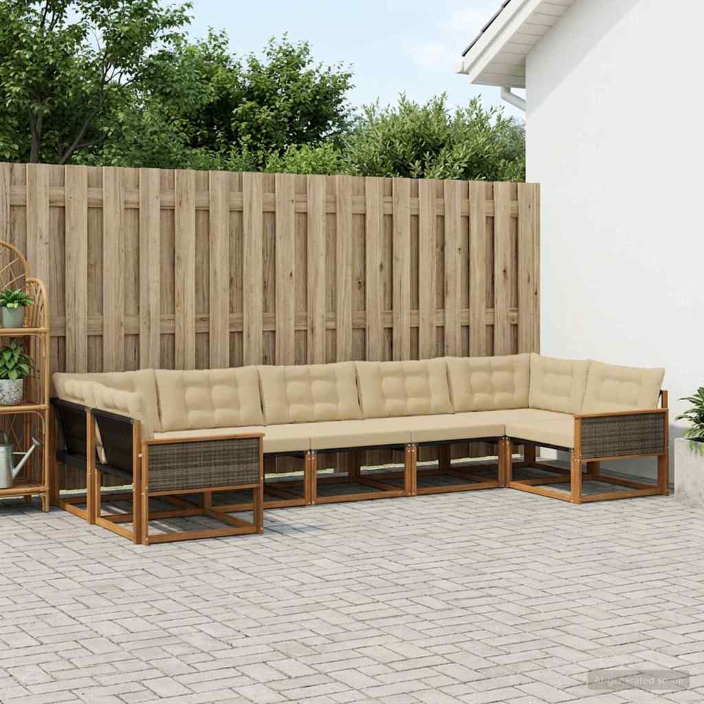 Outdoor-Sofagarnitur 7 stk. Natur und Beige