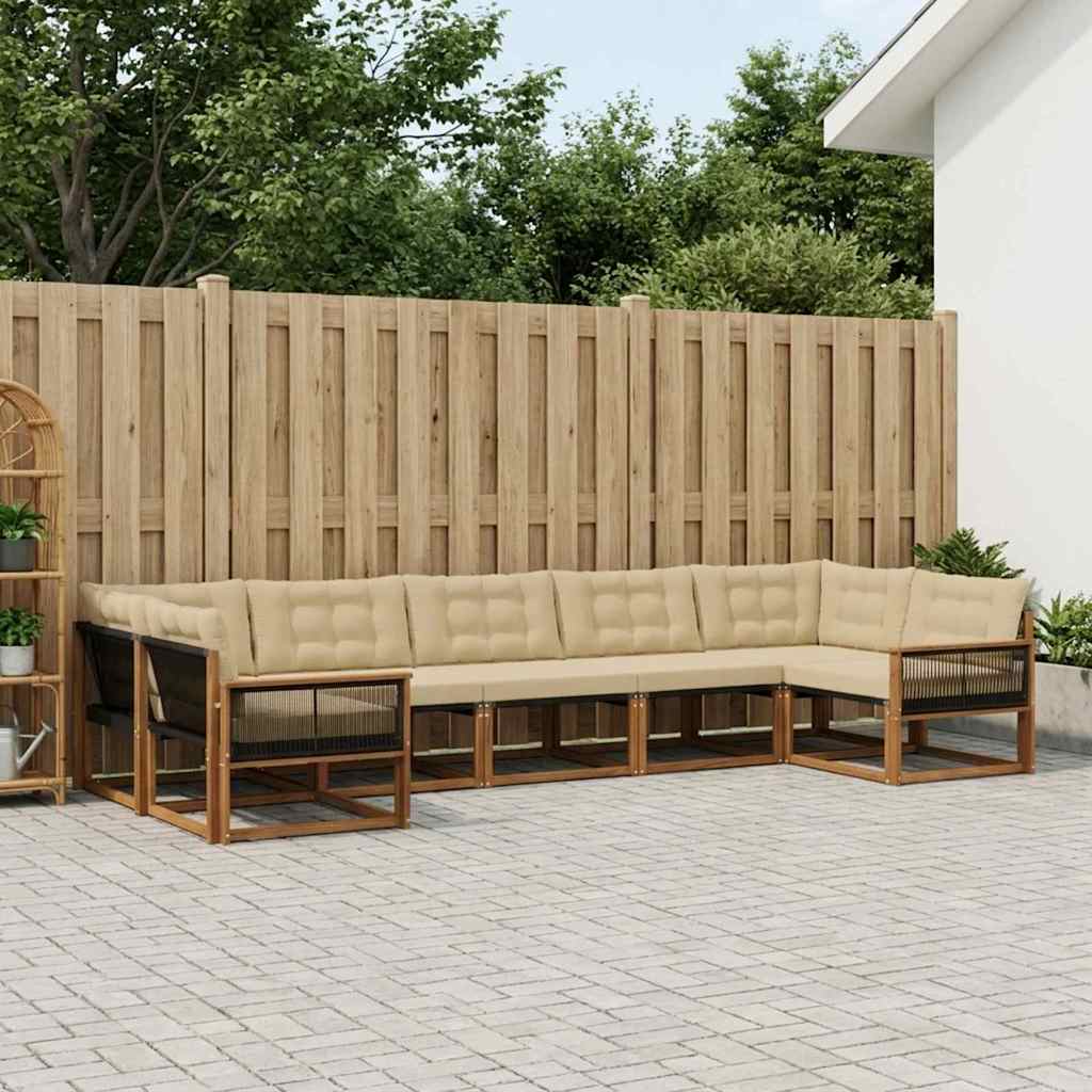 Outdoor-Sofagarnitur 7 stk. Natur und Beige