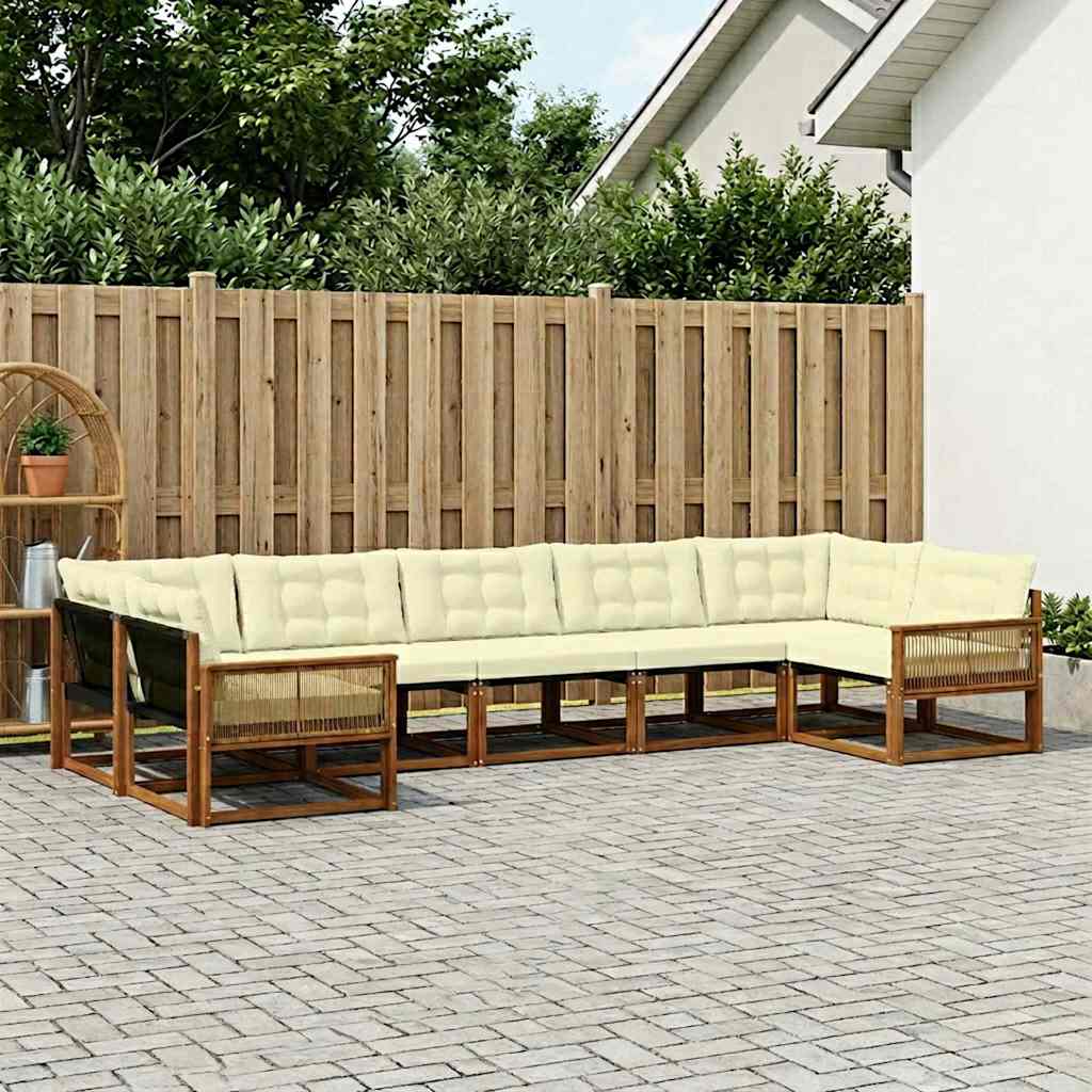 Outdoor-Sofagarnitur 7 stk. Natur und Creme