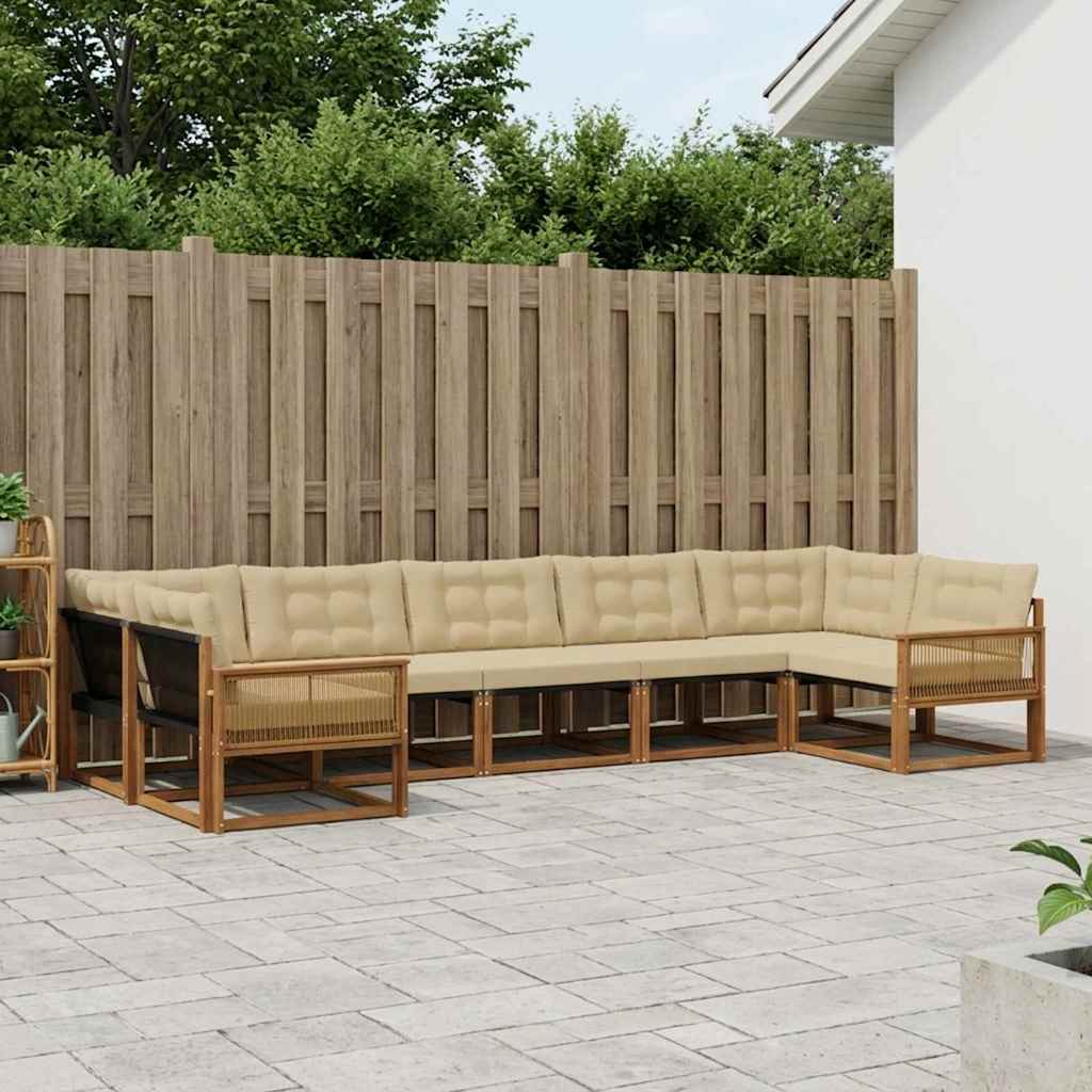 Outdoor-Sofagarnitur 7 stk. Natur und Beige