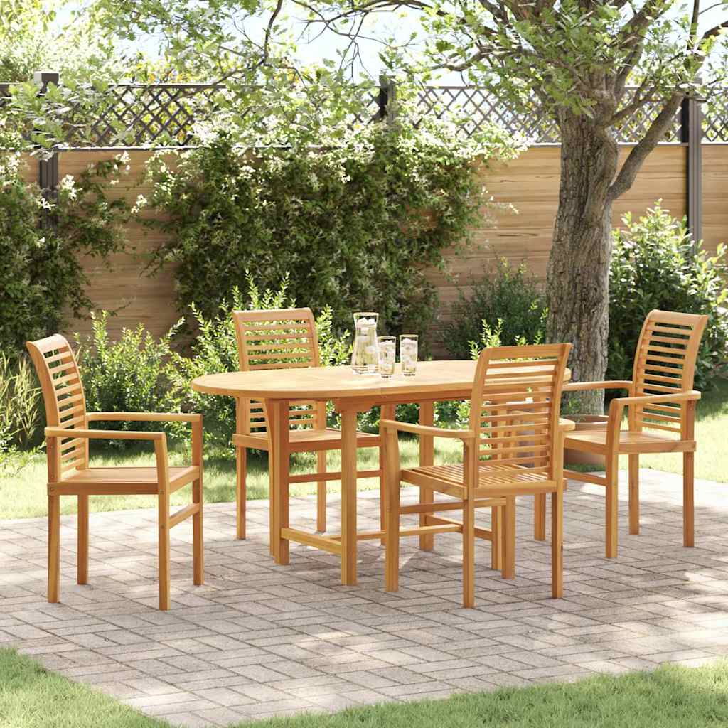 Garten Essgruppe 5 stk. Braun Massivholz Teak