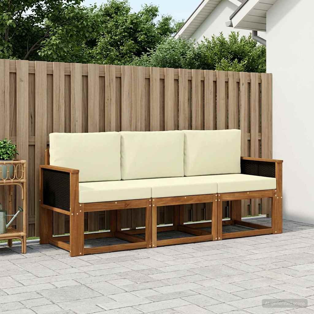 Outdoor-Sofagarnitur 3 stk. Natur und Creme