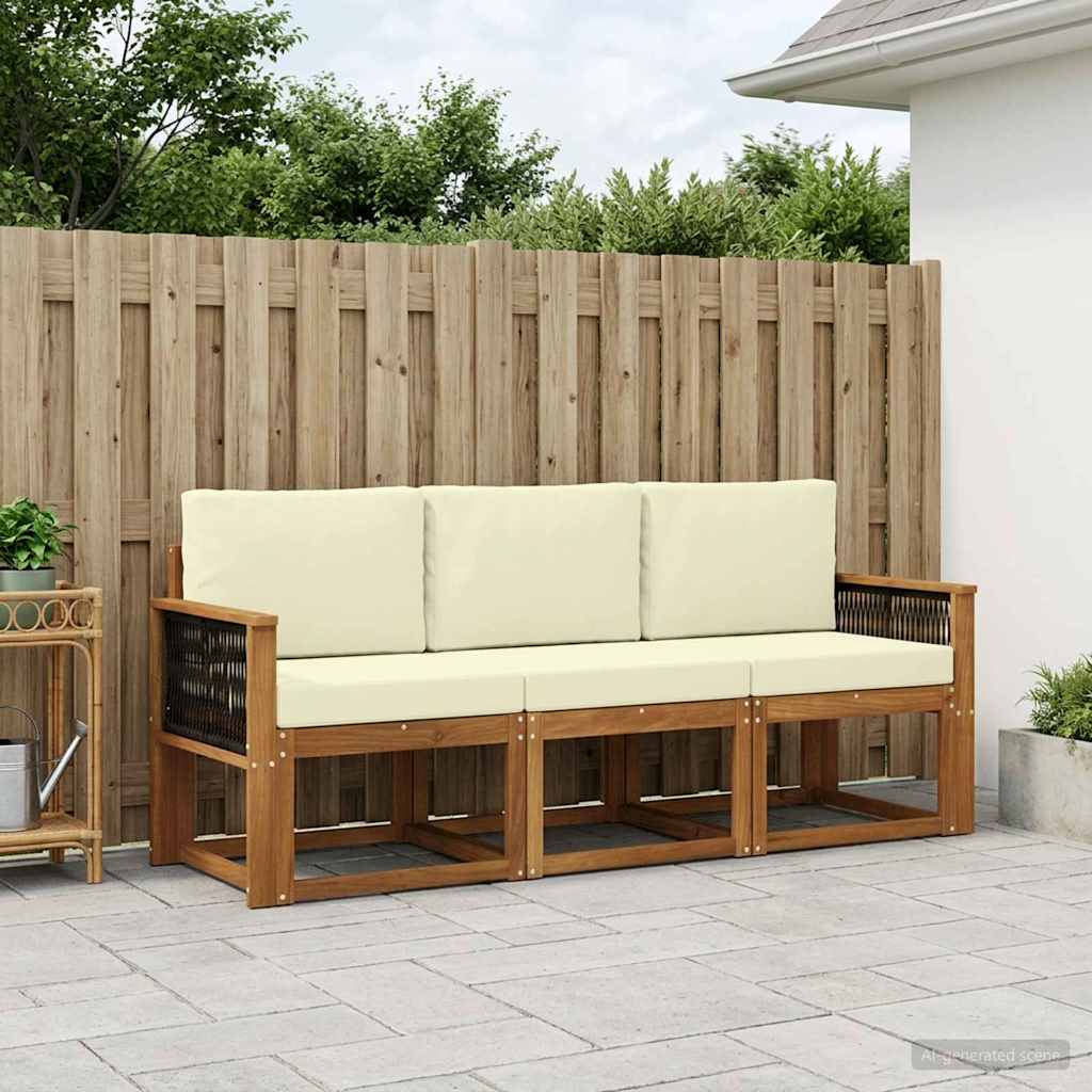 Outdoor-Sofagarnitur 3 stk. Natur und Creme