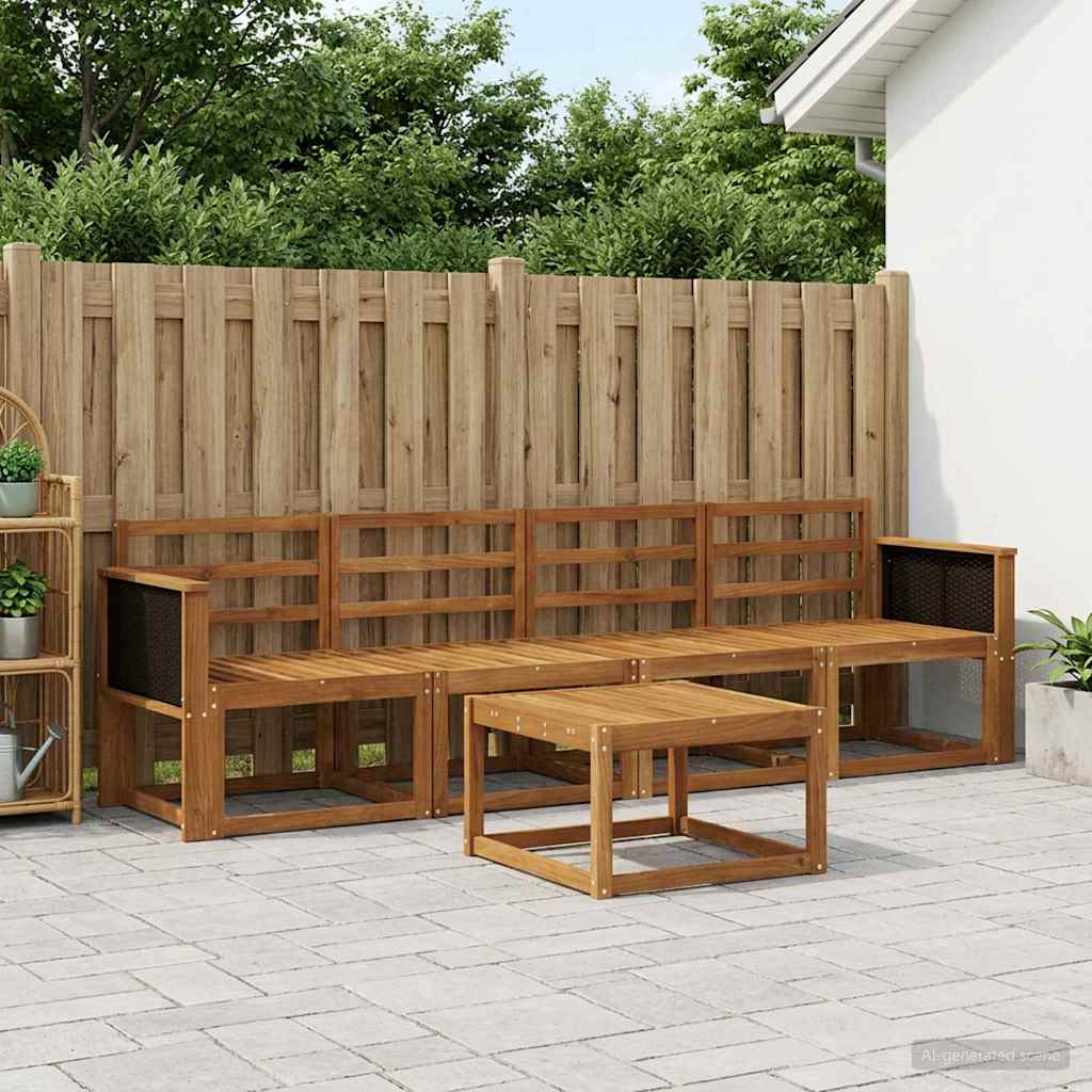 Outdoor-Sofagarnitur 4 stk. Natur Massivholz Akazie